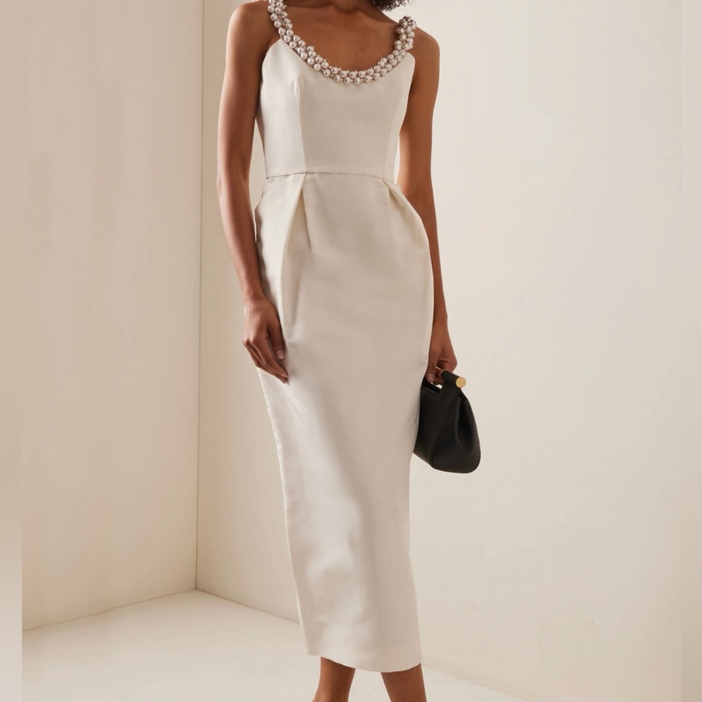 Elegant White Pearl Sleeveless Dress
